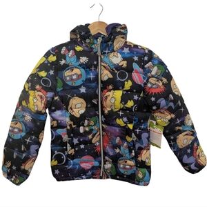 Nickelodeon Rugrats Print Hooded Puffer Jacket  Size 10/12